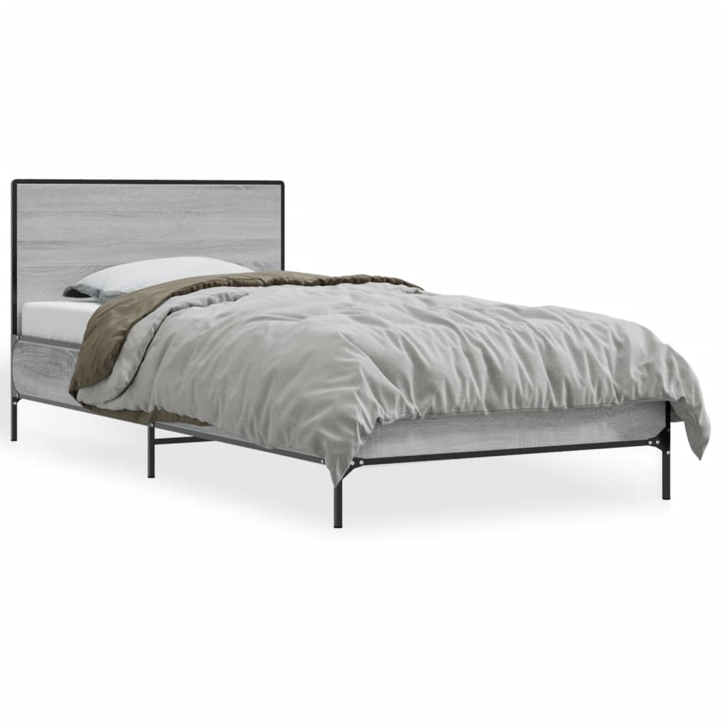 Bed Frame without Mattress Grey Sonoma 75x190 cm Small Single